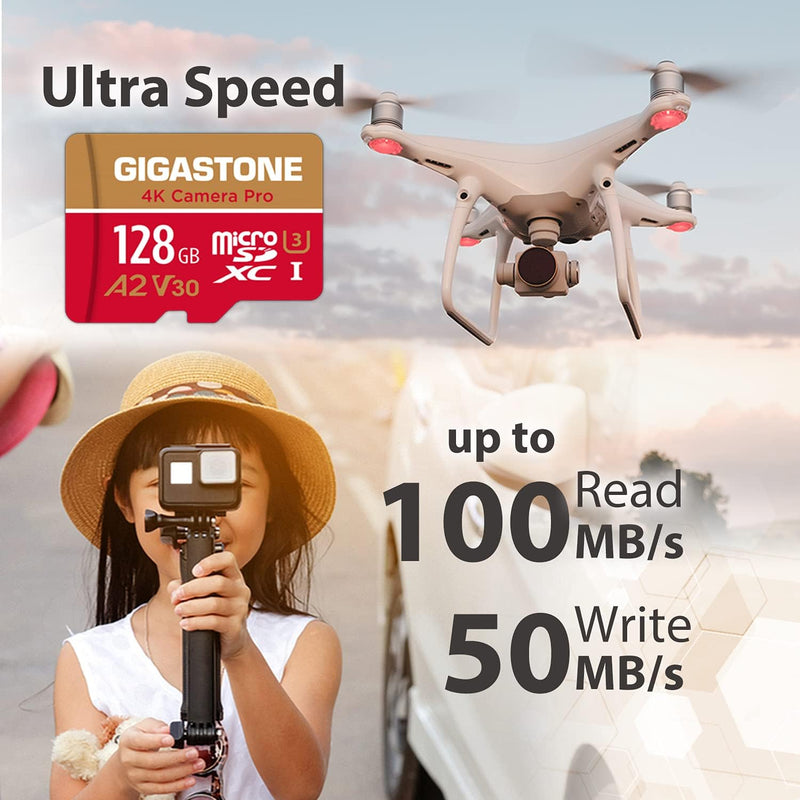 [5 Jahre kostenlose Datenwiederherstellung] Gigastone 4K Kamera Pro 128GB MicroSDXC Speicherkarte 2e