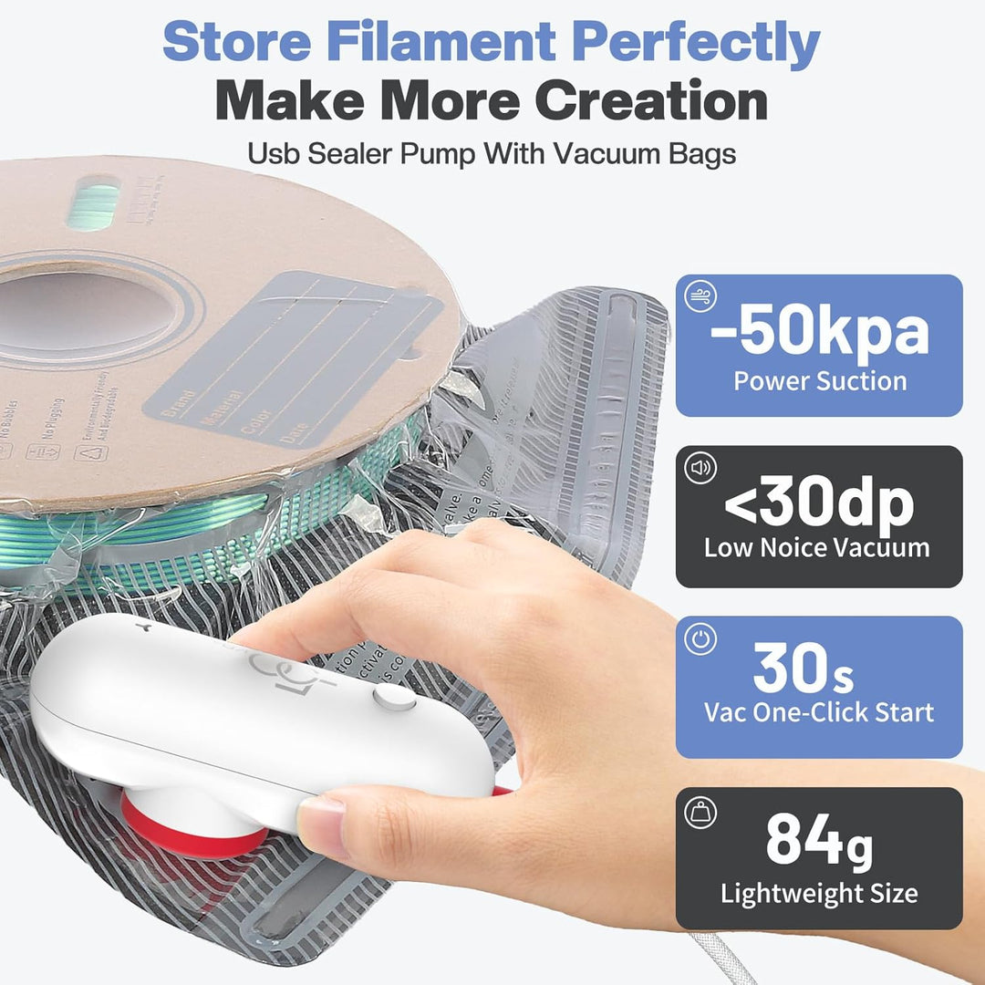 3D Filament Aufbewahrung Vakuum Kit, 30er Schwarz Vakuumbeutel mit USB-Pumpe(30 * 34cm), Vacuum Stor