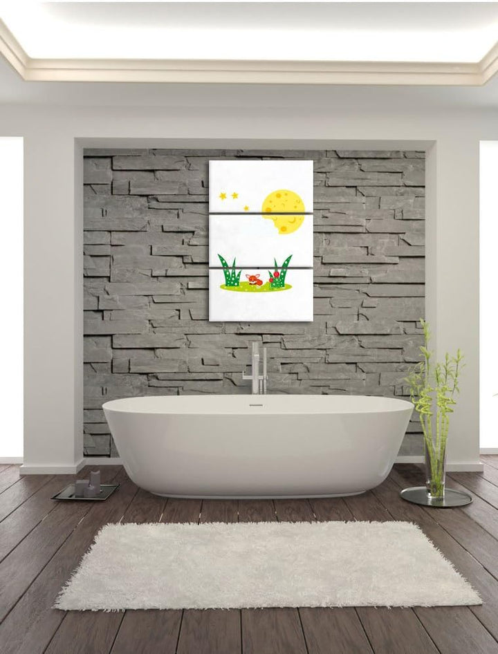 Pixxprint Fuchs auf Wiese nachts als Leinwandbild/Grösse: 3 Teilig (120x80) cm/Wandbild/Kunstdruck/f