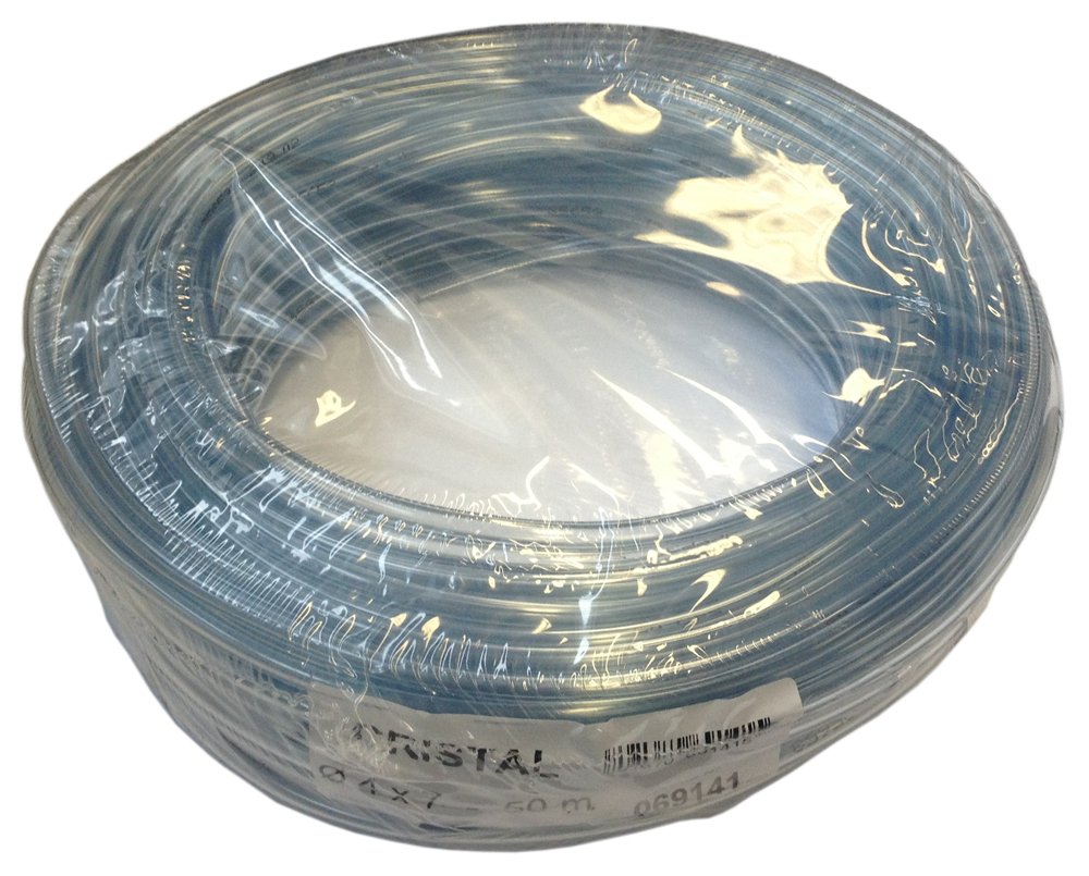 Tricoflex Wasserschlauch Cristal Weich PVC Schlauch, 4 mm innen, 7 mm aussen, 50 m Rolle, Transparen
