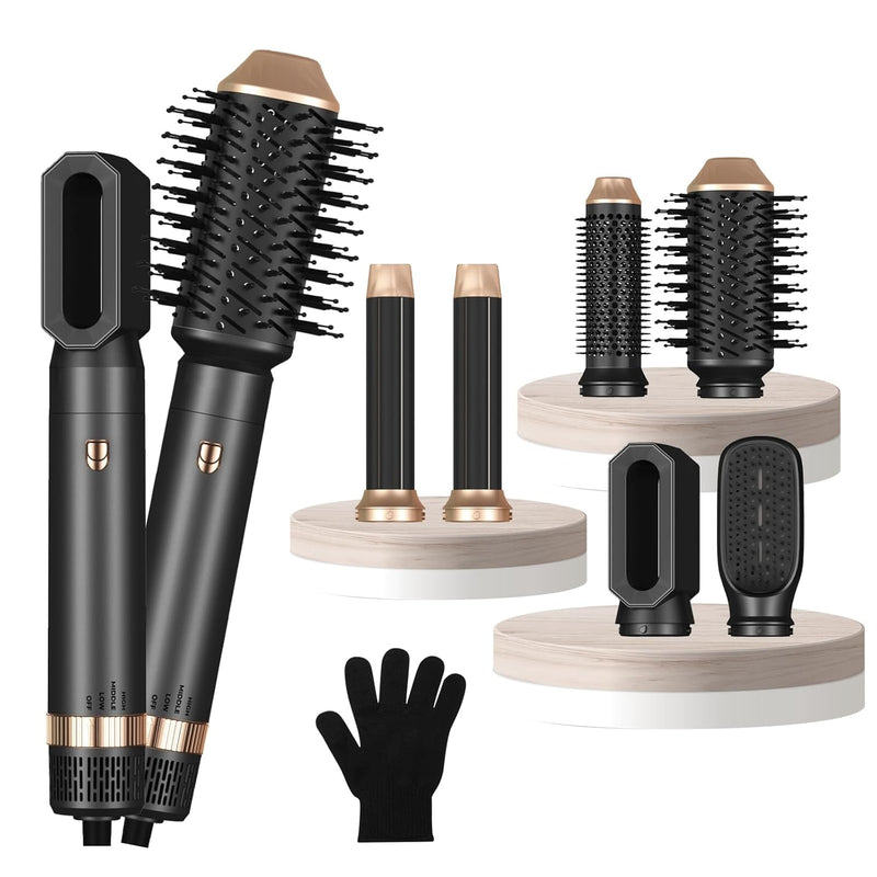 Airstyler Rundbürstenföhn 6 in 1, Haarstyler Set,1000w Hair styler Warmluftbürste mit Air Lockenstab