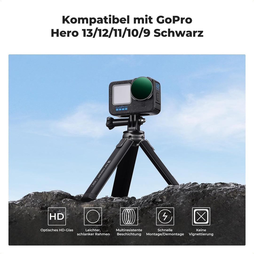 K&F Concept Variable ND32-512 Filter Kompatibel mit GoPro Hero 13 Schwarz, Neutraldichte Zubehör Lig