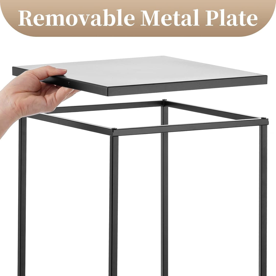 Sziqiqi 80cm Metall Schwarz Vasen mit Platte Hochzeits Tischdekoration – 2 Stück Hoch Vase Blumensäu