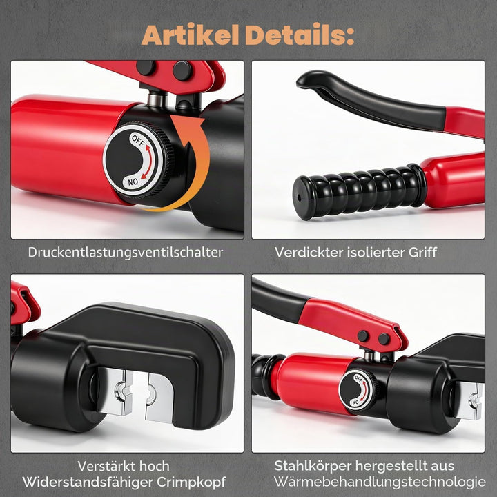 CGOLDENWALL Hydraulische Crimpzange für 10T 4-70m㎡-Rohre mit Isoliertem GriffKabelschuhe Zange 2 Paa