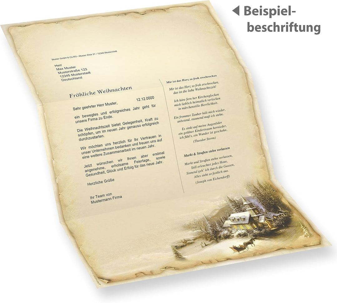 WINTERIDYLLE Weihnachtsbriefpapier (250 Blatt) Weihnachtliches Papier DIN A4 Briefpapier Weihnachten