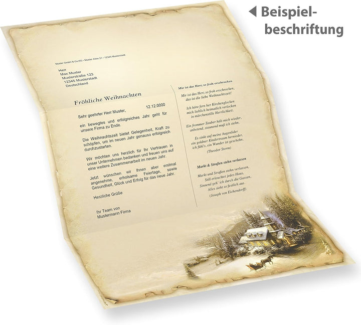 WINTERIDYLLE Weihnachtsbriefpapier (250 Blatt) Weihnachtliches Papier DIN A4 Briefpapier Weihnachten