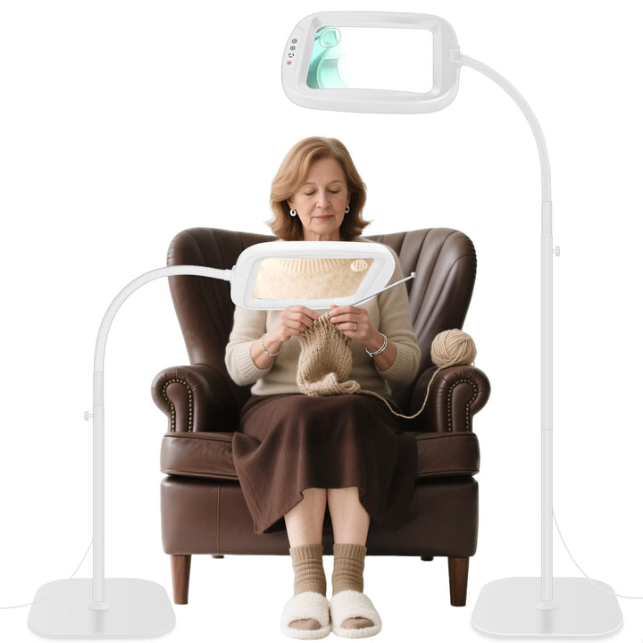 NZQXJXZ 10X Lupe mit Licht und Ständer, Flexible Schwenkarm Lupenleuchte mit 60 LED, 5 Farbmodus Dim