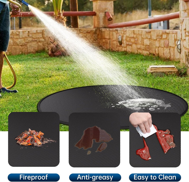 Feuerfeste Matte Feuerstelle Unterlage 2315°C Feuerschutzmatte Hitzeschutzmatte 114cm BBQ Grills Mat