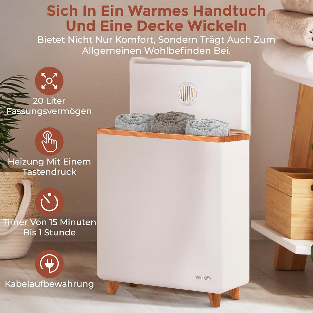 SereneLife Handtuchtrockner Elektrisch Natur – 50kg Kapazität, Energiesparend &amp; Sicher, Towel Warmer
