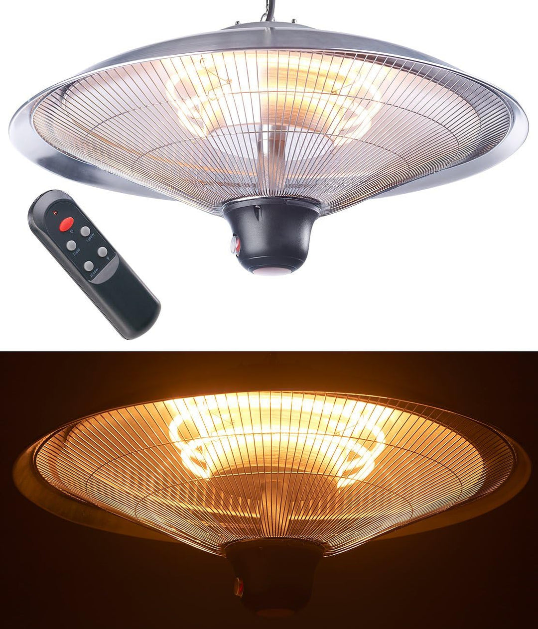 Semptec Urban Survival Technology Deckenheizstrahler: IR-Decken-Heizstrahler mit LED-Licht, Fernbedi