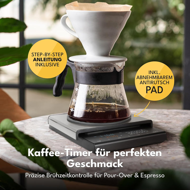 LEBENLANG Kaffeewaage & Espresso Waage - 0,1g Präzise mit Timer I Barista Coffee Scale I Kaffeewaage