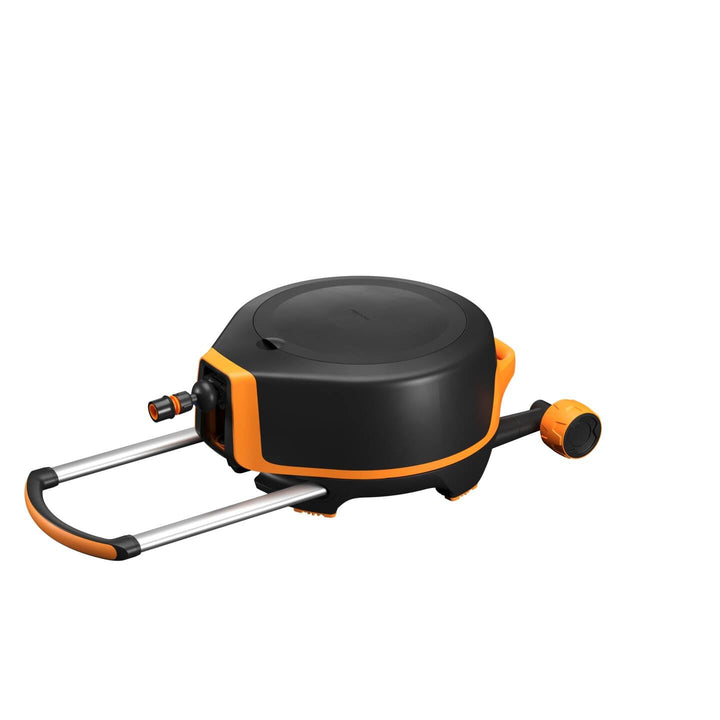 Fiskars Waterwheel XL mit Rädern, All-Inclusive-Bewässerungs-Set, 27 m Gesamtreichweite, Automatisch