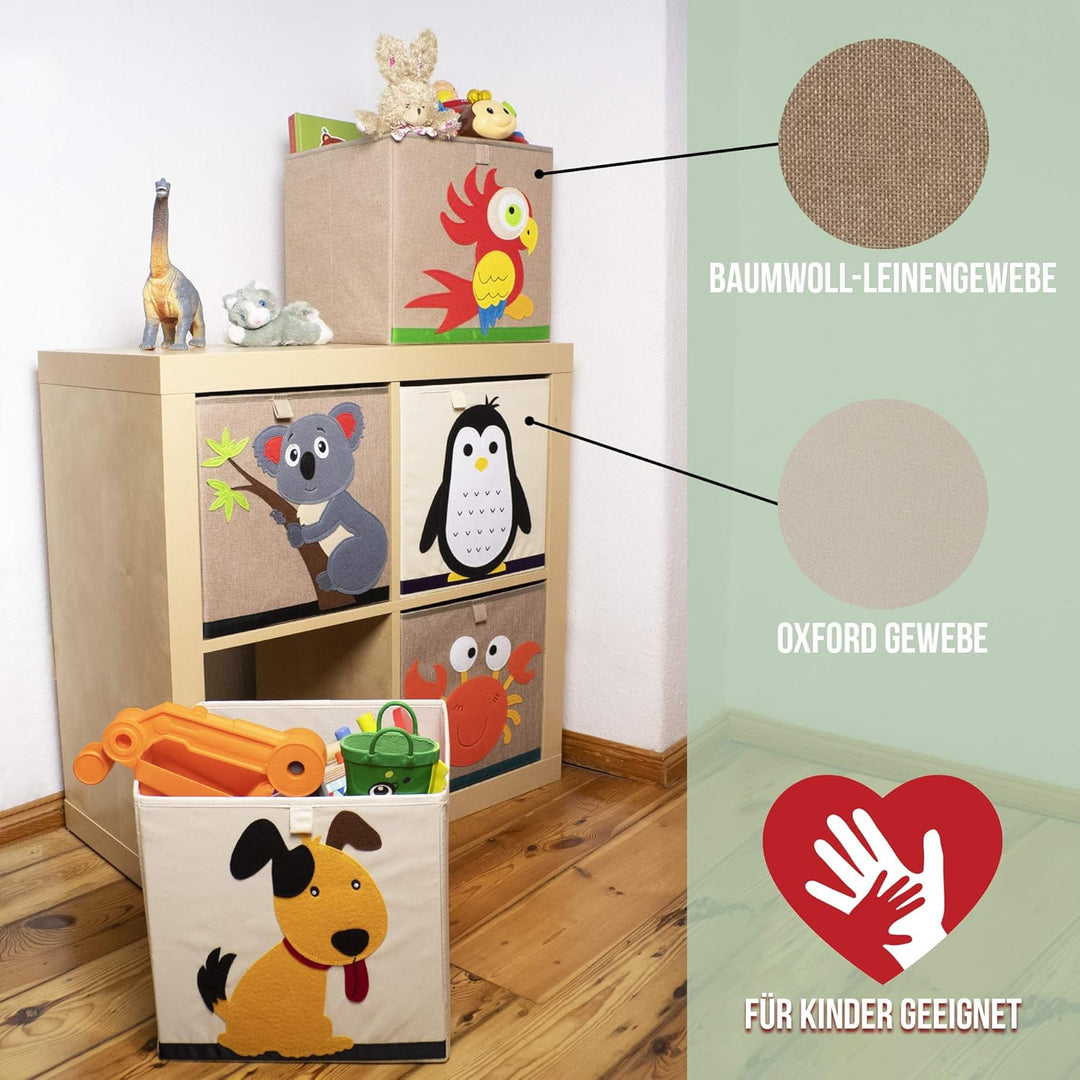 Aufbewahrungsbox Kinder mit Löwe Motiv I Spielzeugbox mit Tiermotiv passend für Würfelregale I Ordnu