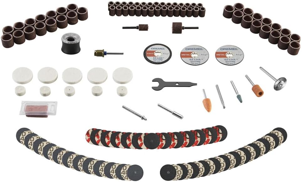 Dremel Drehwerkzeugzubehör-Set, 710-08, 160 Zubehörteile, EZ Lock Technology, 3,2 mm Schaft, Schneid