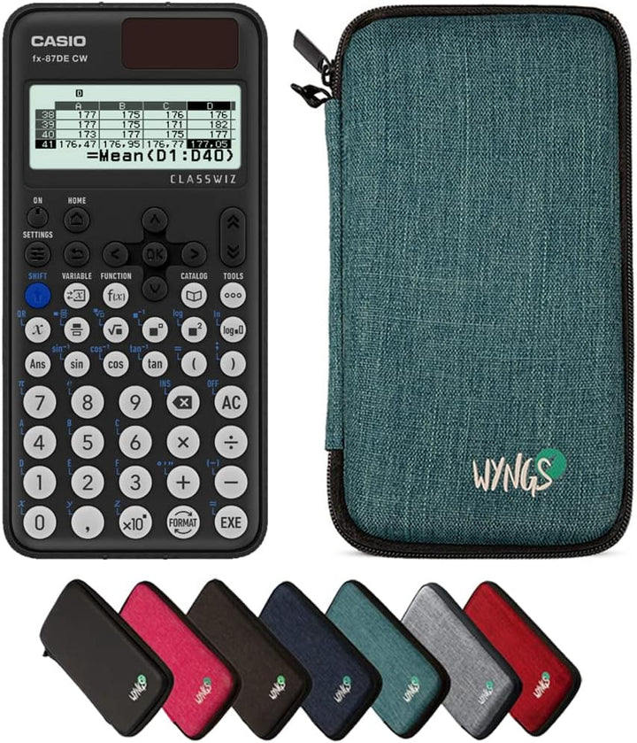 CALCUSO Sparpaket: Casio FX-87DE CW ClassWiz technisch-wissenschaftlicher Schulrechner + WYNGS Schut