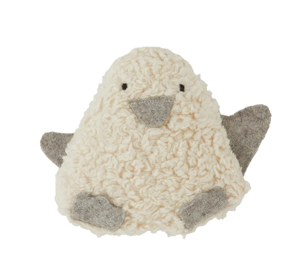 Efie Bio-Rassel Pinguin – aus Baumwollplüsch (kbA), gefüllt mit Schurwolle (kbT) – GOTS-zertifiziert