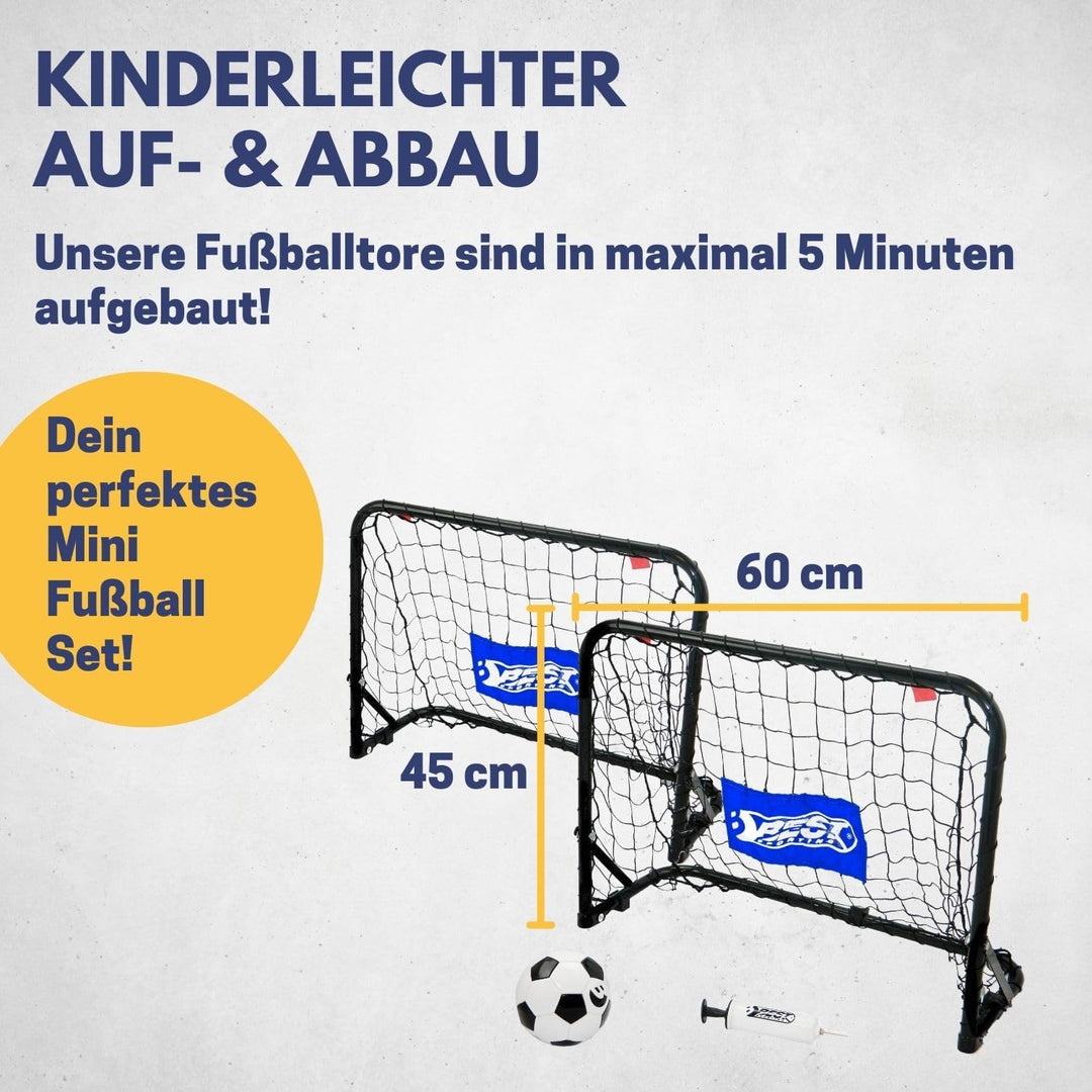 Best Sporting Mini Fussballtor Set Tor I 60cm x 45cm x 224cm I Ball Gr. 5 & Pumpe I Fussball Tor wet