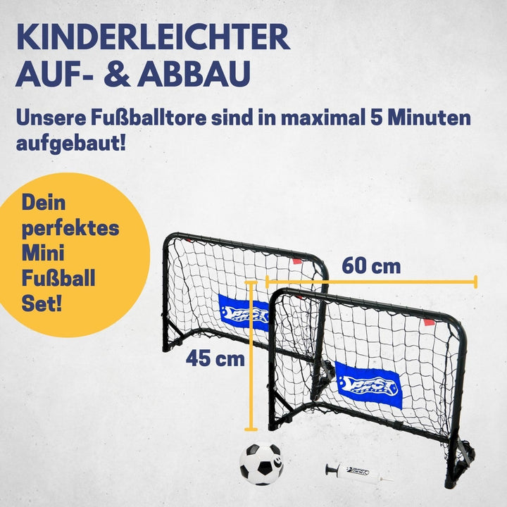 Best Sporting Mini Fussballtor Set Tor I 60cm x 45cm x 224cm I Ball Gr. 5 & Pumpe I Fussball Tor wet