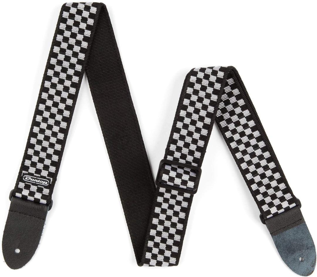 Jim Dunlop D38-31BK Check Guitar Strap - Black/White
