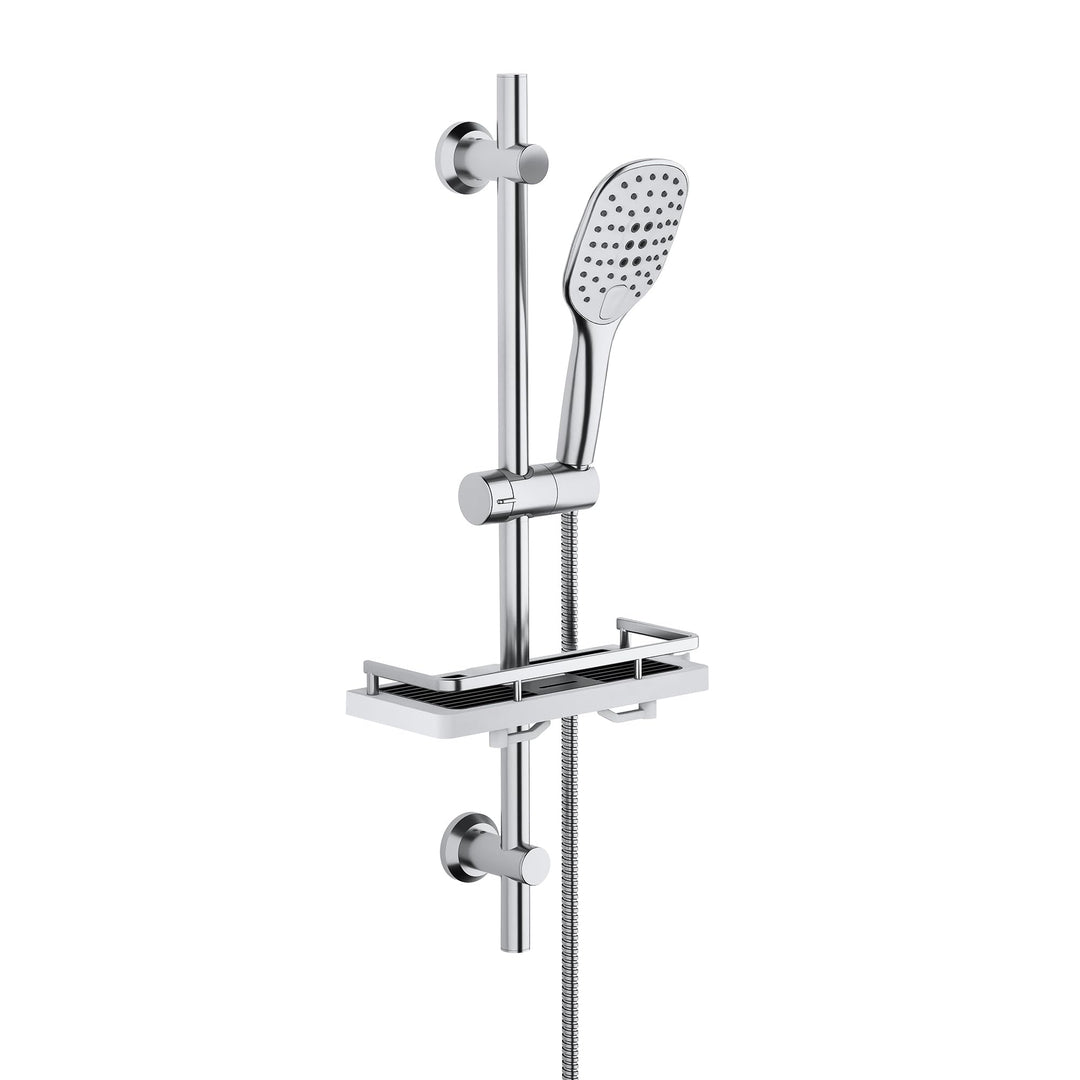 Görbach Duschset Rail Shower kit Handbrause Duschstange mit Duschkopfhalter Duschablage/Seifenschale