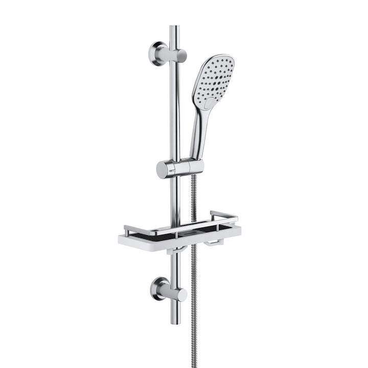 Görbach Duschset Rail Shower kit Handbrause Duschstange mit Duschkopfhalter Duschablage/Seifenschale