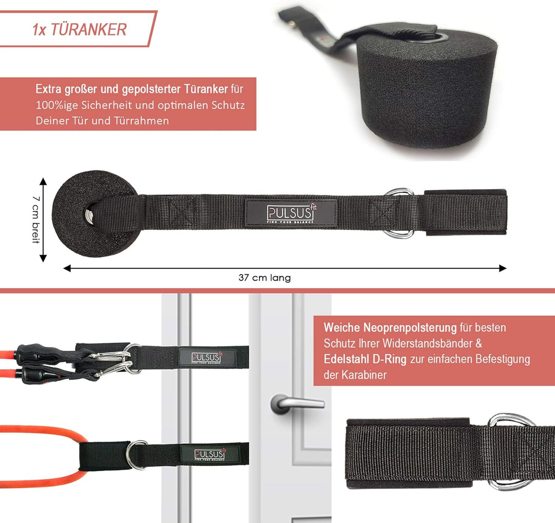 PULSUS fit Fitnessband Resistance Bands Set mit Übungsvideo App - Pro Expander Bänderset: 5 Widersta