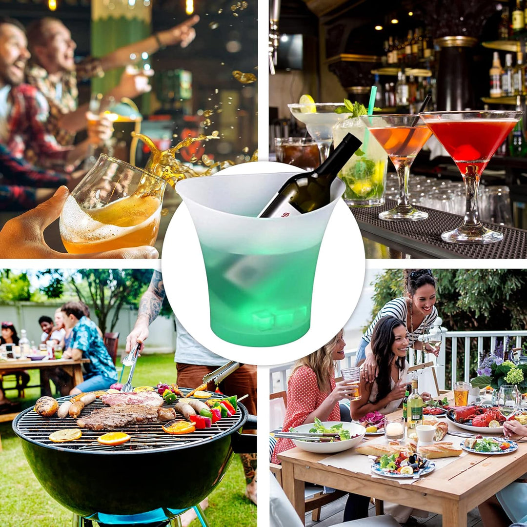 3er-Pack LED-Eiswürfel, 5 l Wein-Eiskübel mit verschiedenen Farben, für den Aussenbereich, Bar, Zuha