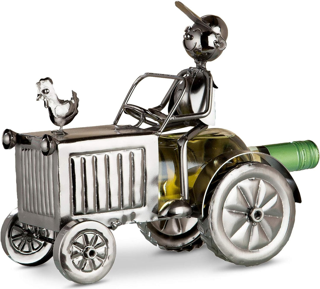 GILDE Weinflaschenhalter Metall vernickelt - Flaschenhalter - Weinständer - Fabr: Silber - Höhe 25 c