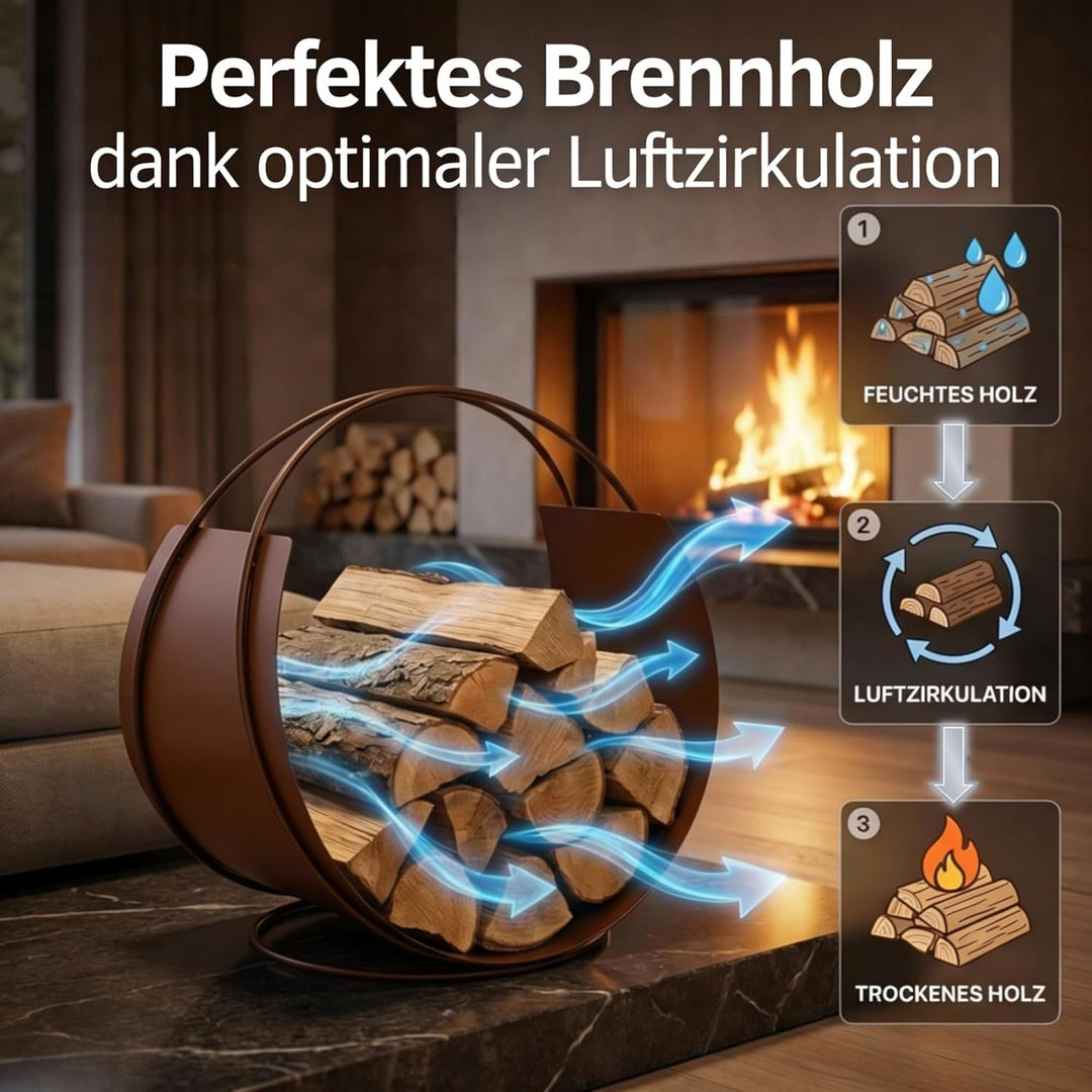 VASNER Situro S1/S2 Holzkorb, Kaminholzkorb Metall rund modern, praktische Brennholz Aufbewahrung, F