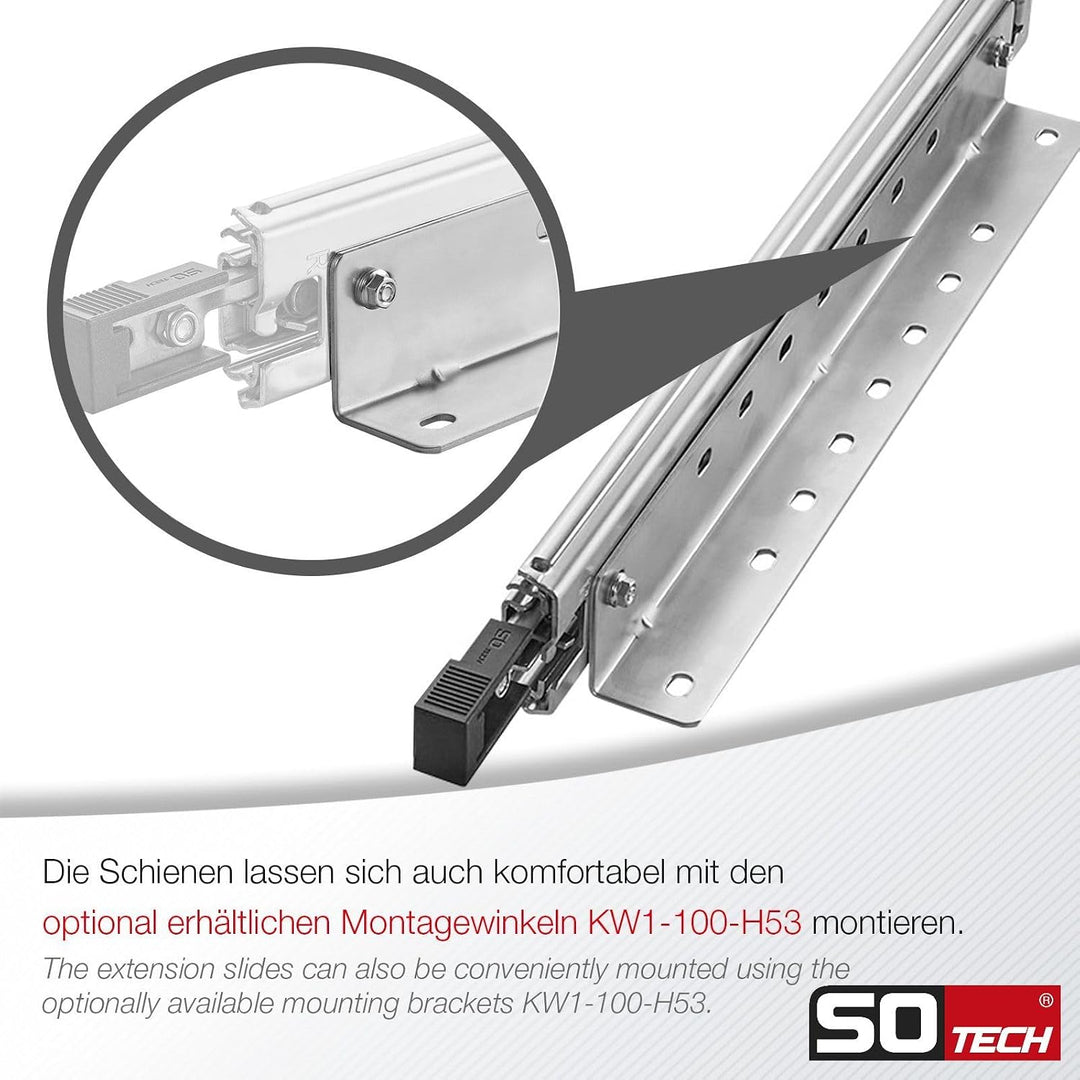 1 Paar SOTECH Schwerlastauszüge VarioSlide KV2-100-H53-L900-EH 900 mm mit Lock-in/out Einrastfunktio