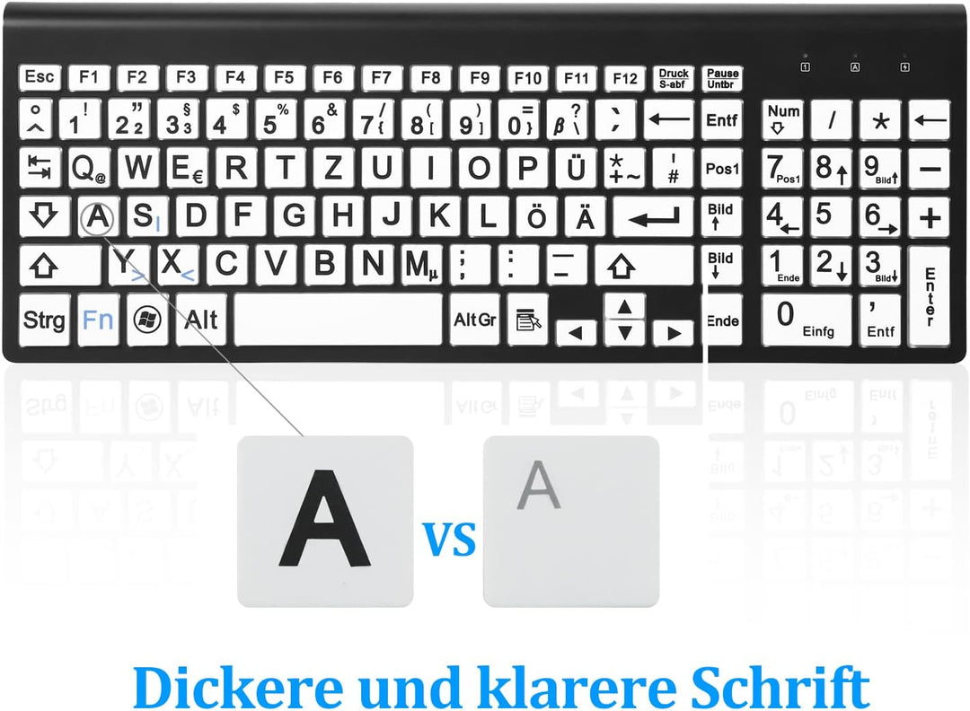 Kabellose 2,4-g-Tastatur und -Maus mit grossem Aufdruck in Originalgrösse mit übergrossem Aufdruck f