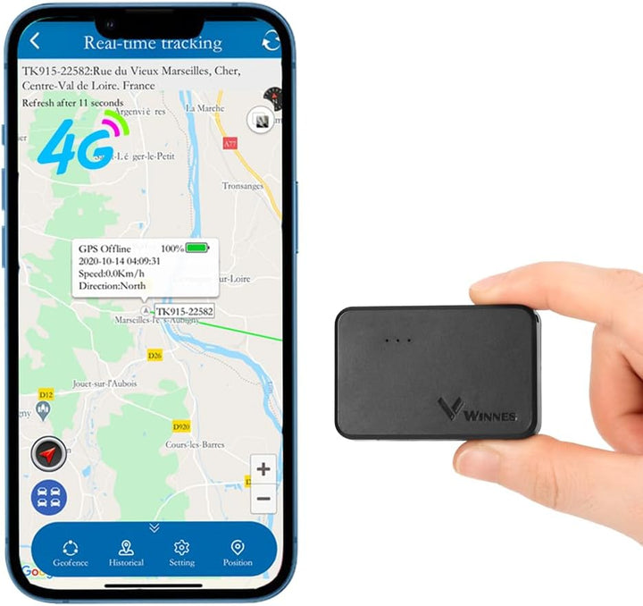 Winnes Mini GPS Tracker 4G mit SIM-Karte APP/Web-Echtzeitpositionierung GPS Tracker Kinder Unterstüt