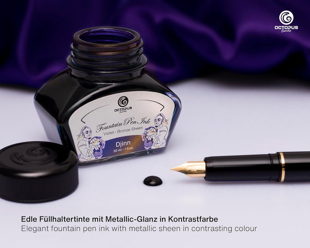 Octopus Fluids Füllhaltertinte Sheen mit Konverter, Djinn, Blau, 30 ml Djinn 30 ml, Djinn 30 ml