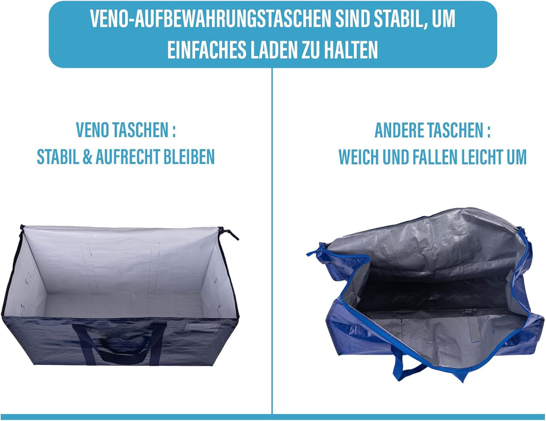 VENO 102 Liter Grosse Aufbewahrungstasche, Aufbewahrungsbox mit Deckel, Starke Griffe Umzugstaschen