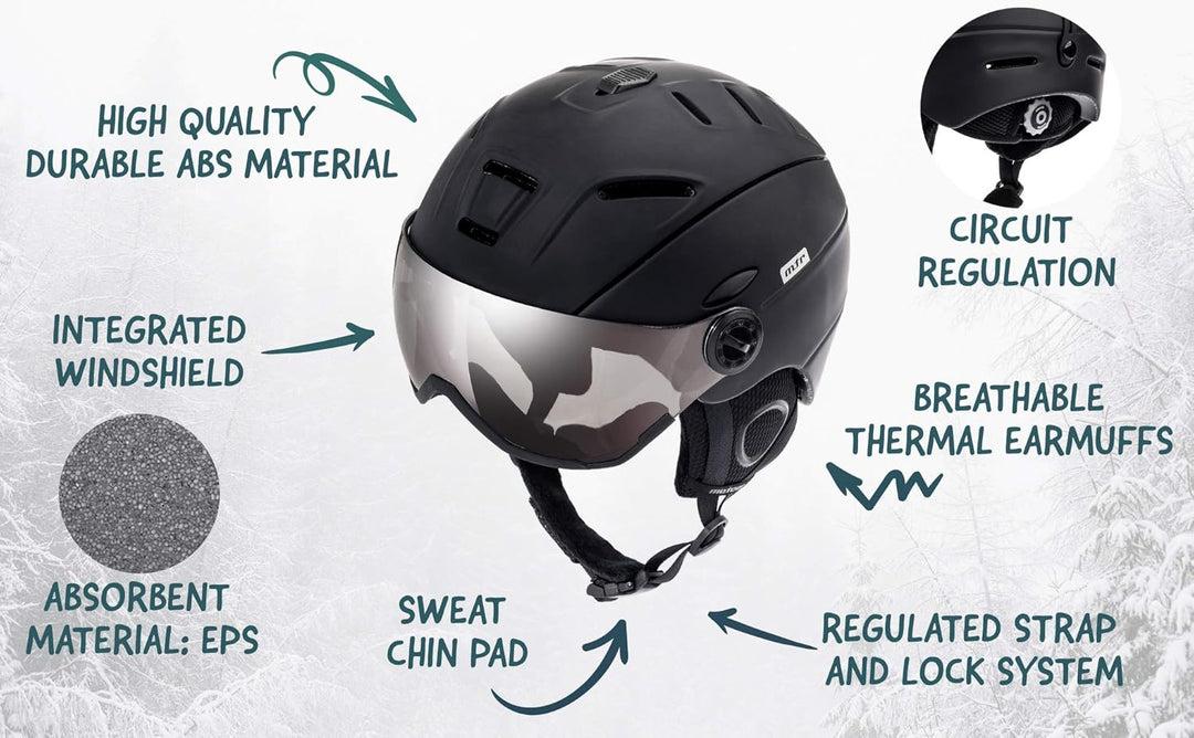 meteor Skihelm Kinder Snowboard Helm Herren Ski Helmet fur Mädchen Jungen Skihelm Damen S (53-55cm)