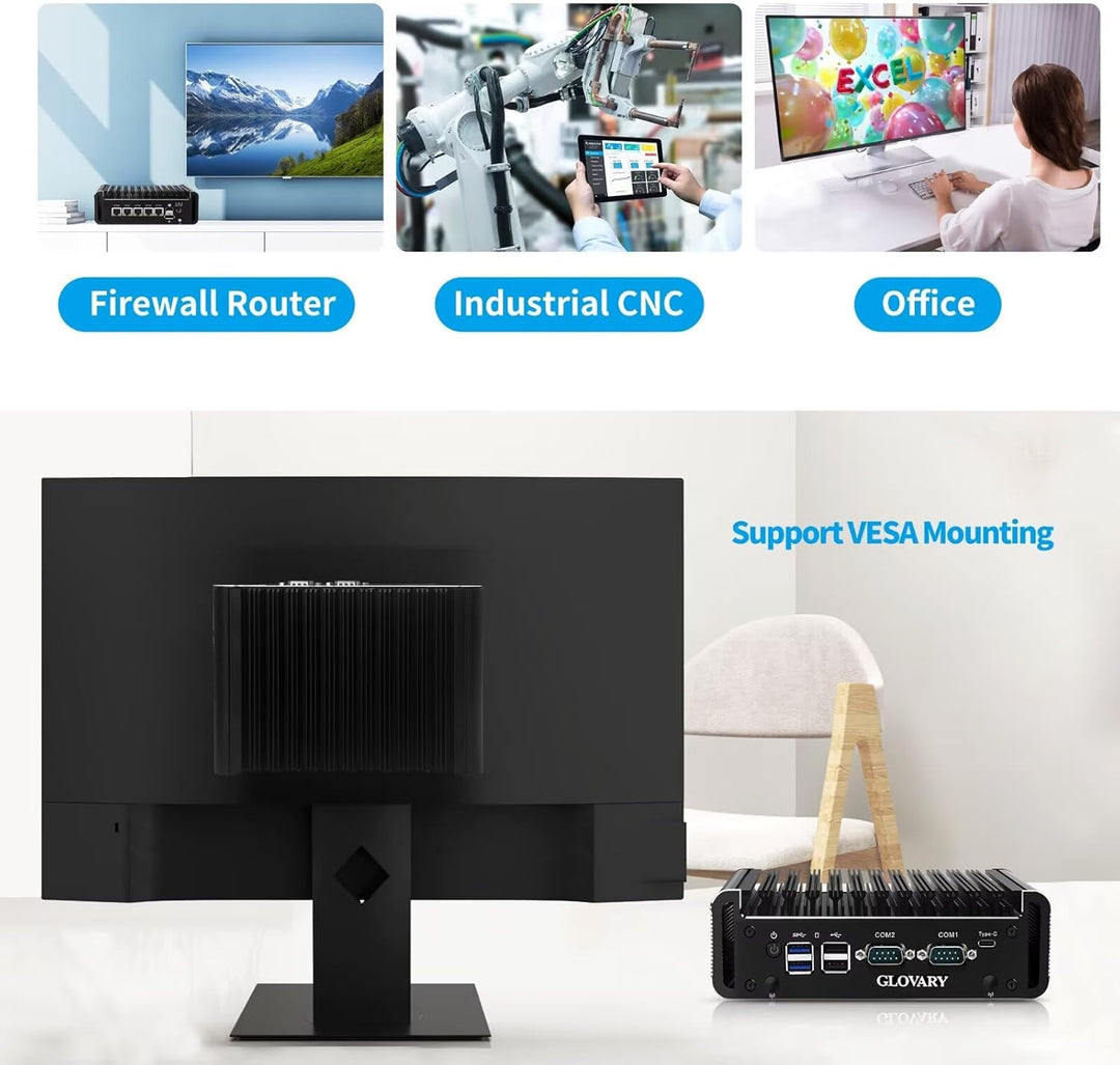 Firewall Mini PC J6413 4 Core, 5 x i226V 2.5GbE LAN Fanless OPNsense Micro Appliance, Barebone, AES-