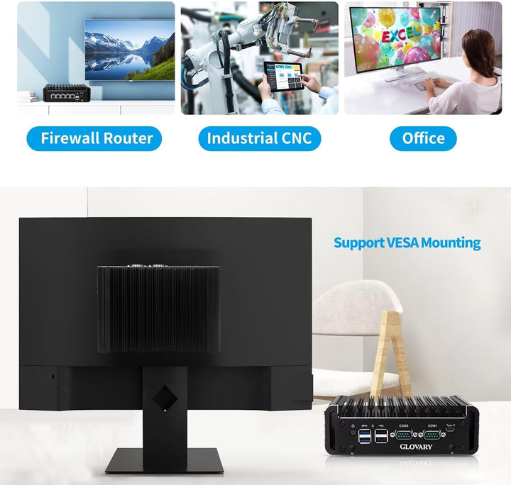 Firewall Mini PC J6413 4 Core, 5 x i226V 2.5GbE LAN Fanless OPNsense Micro Appliance, Barebone, AES-