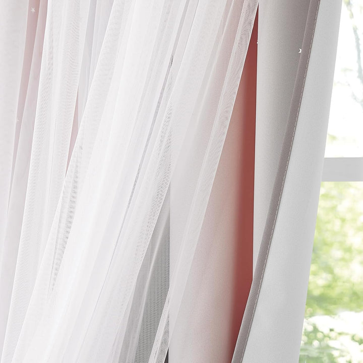 NICETOWN Kinderzimmer Vorhang Mädchen Gardinen mit Kräuselband 2er Set H 240 x B 132 cm Kindervorhän