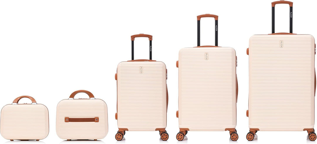 Hartschalen-Kofferset 5-teilig | Handgepäck + Mittlerer + Grosser + 2X Kosmetiktasche | 55x40x20 + 6