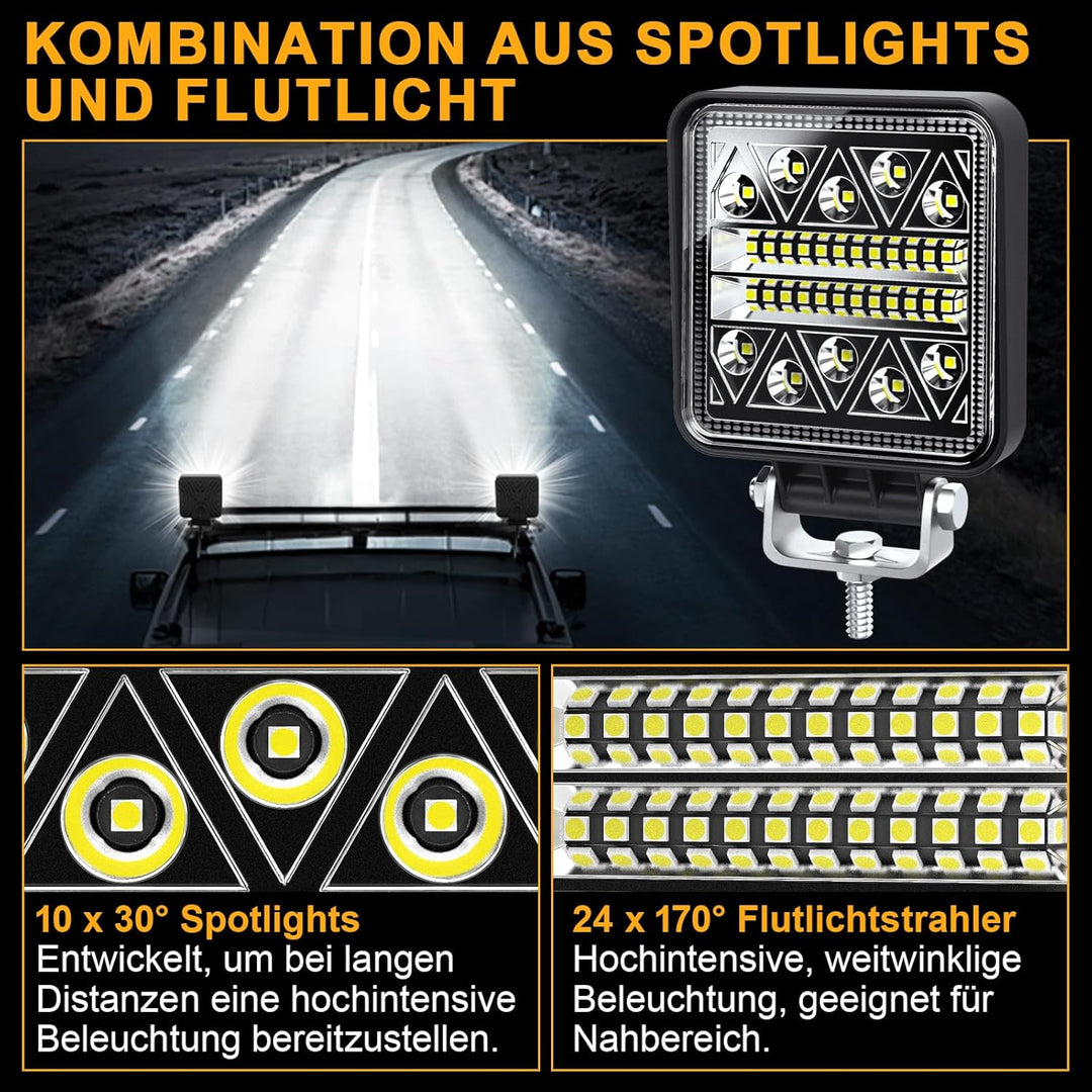 antom LED Arbeitsscheinwerfer 2Pcs Zusatzscheinwerfer Traktor 102W 12V 24V led strahler kfz 15000LM