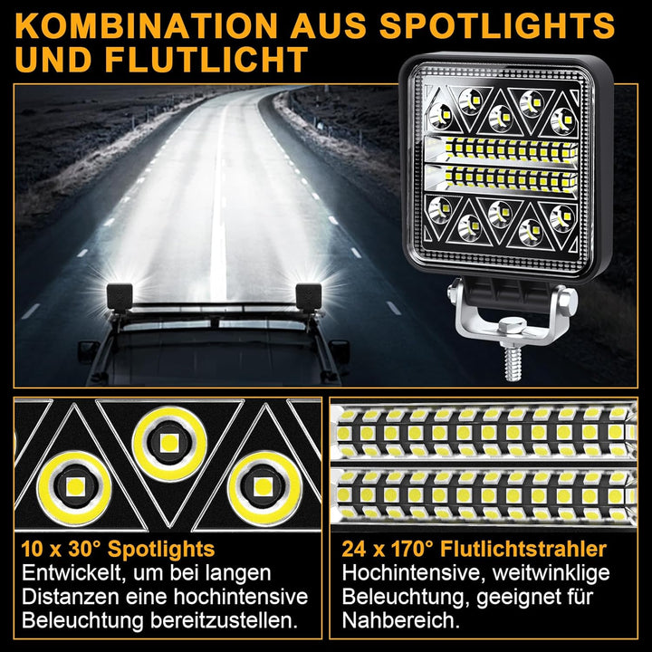 antom LED Arbeitsscheinwerfer 2Pcs Zusatzscheinwerfer Traktor 102W 12V 24V led strahler kfz 15000LM