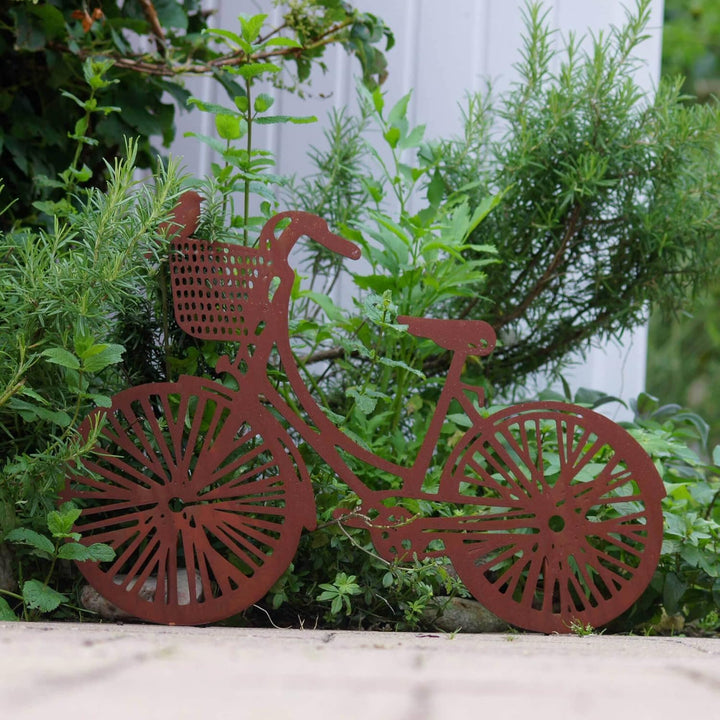 UNUS Garden Fahrrad Gartenstecker, Hollandrad Gartendeko Rostoptik, Roststecker aus Edelrost Metall,