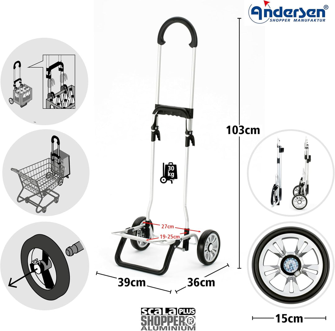 Andersen Einkaufstrolley - klappbar - 44 Liter - belastbar 30 kg - Aluminium - Trolley - Rad Ø 15 cm