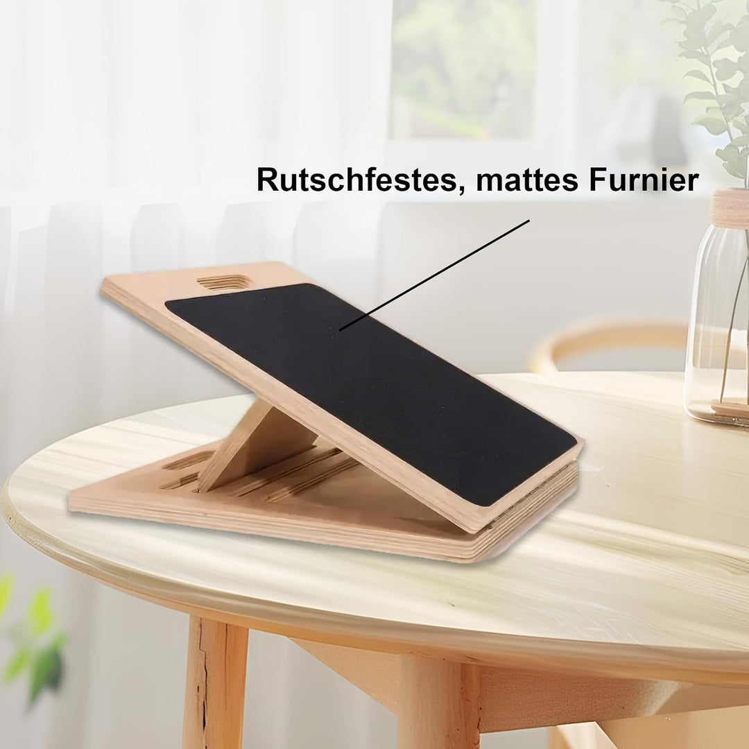 Balance Board Schrägbrett aus Holz Verstellbares Gleichgewichtstrainer Neigungsbrett Blackboard Fuss