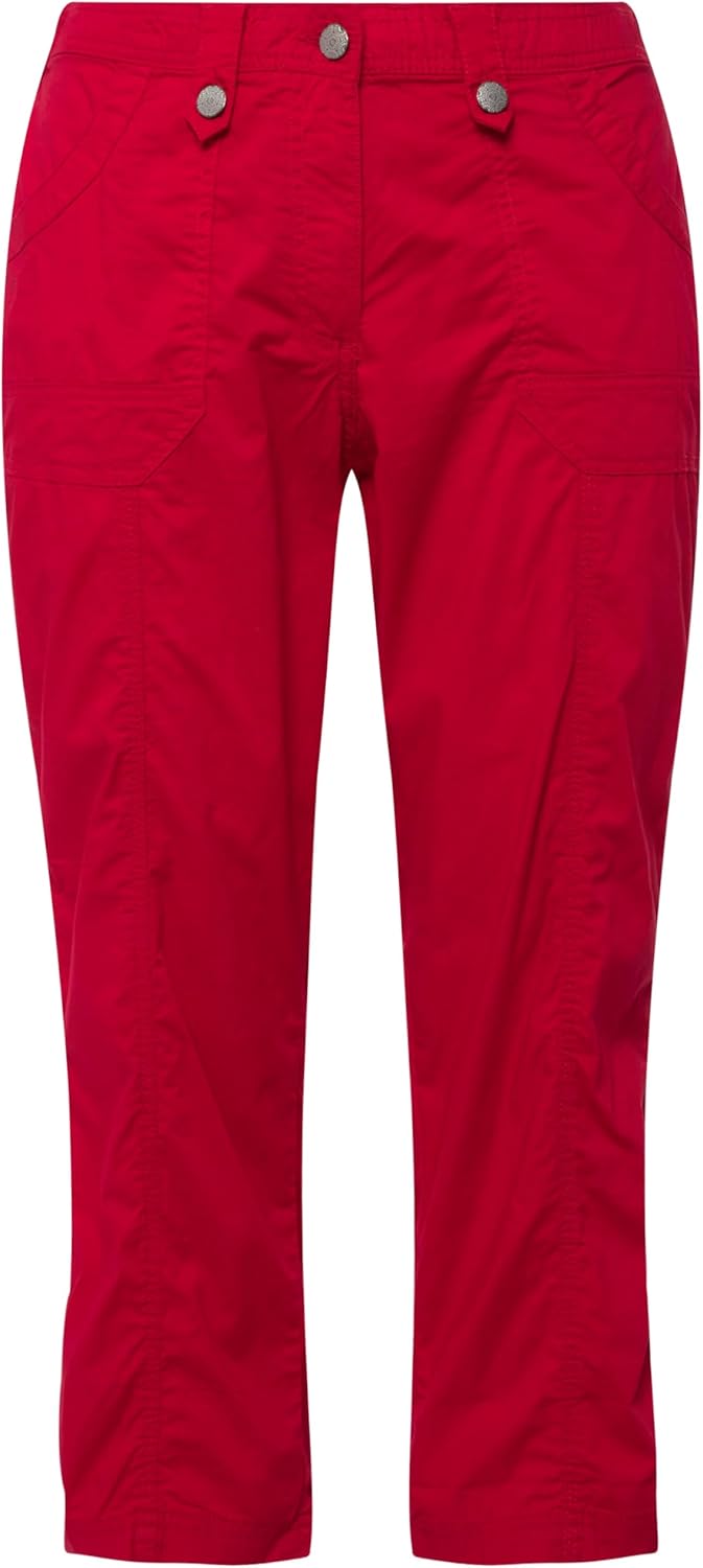 Ulla Popken Damen grosse Grössen Cargohose mit Krempelbein Hose, rot, 52