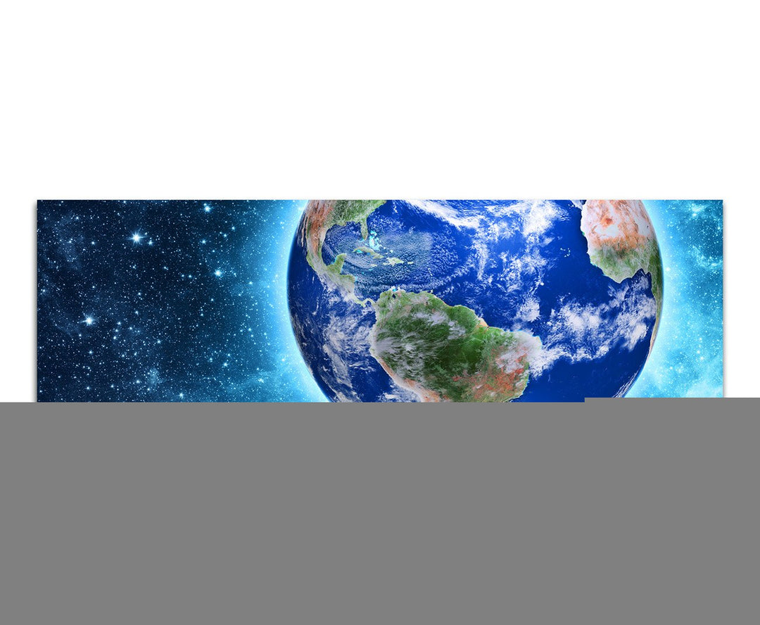 Paul Sinus Art Panoramabild auf Leinwand und Keilrahmen 120x40cm Weltraum Planet Erde Draufsicht