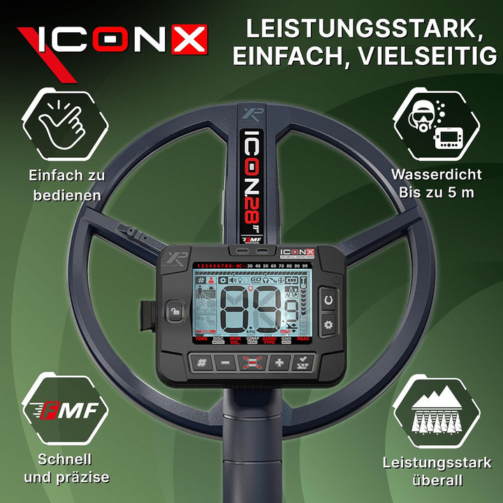 XP Metal Detectors ICONX Adventure Pack - WSAXL Stereo-Kopfhörer, MI-6 Pinpointer, FMF 28cm Suchspul