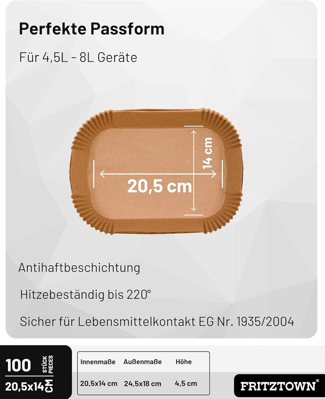 Backpapier für Heissluftfritteuse Ninja Dual | 300 Blatt 20,5x14 cm Rechteckig | Air Fryer Backpapie