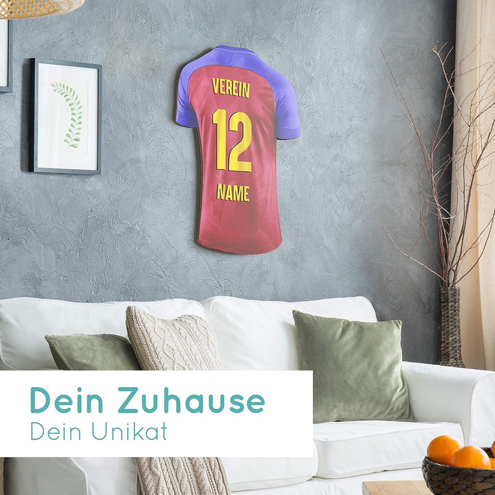 Elbeffekt Trikotlampe für Barcelona Fans aus Holz - personalisierbares Geschenk - schenke Dein indiv