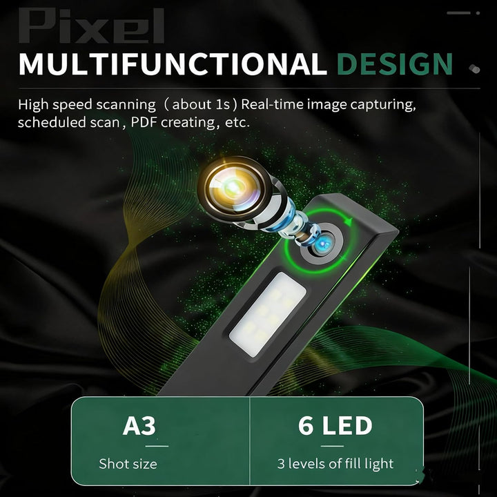 A3 Document Scanner USB Dokumentenscanner 13MP Faltbare Buchscanner OCR Visualizer 3-Level LED Dokum